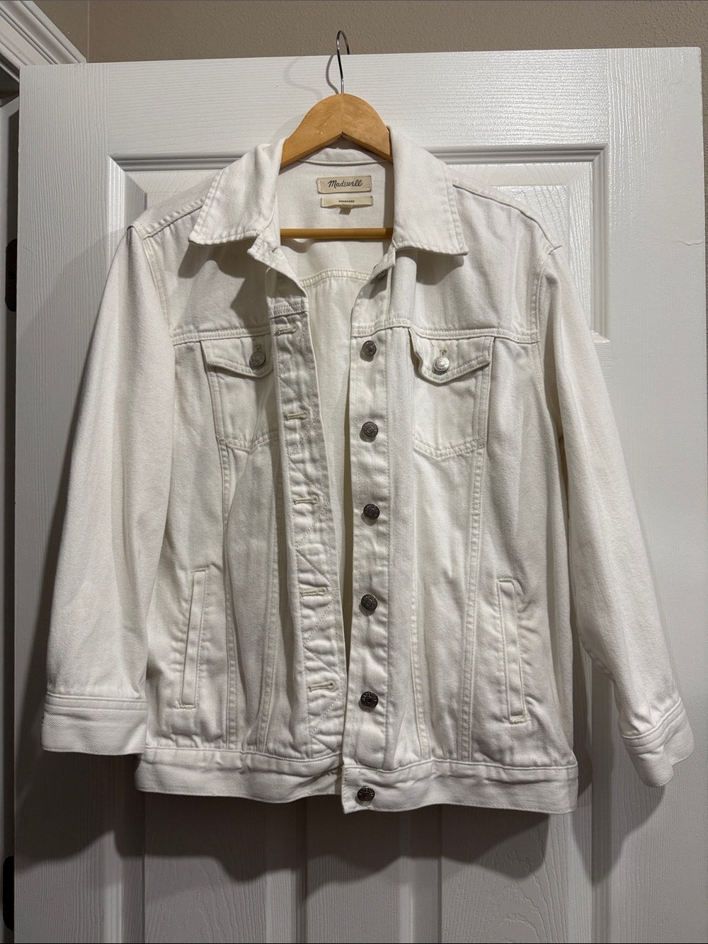 Madewell White Oversized Denim Jacket